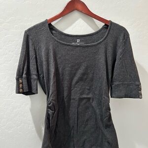 New York & Company Dark Gray Short Sleeve Top